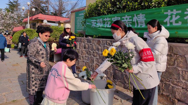 清明节烟台市6万余市民出行祭亲人 千枝菊花免费发放