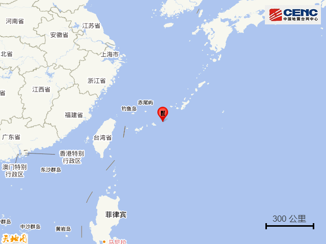 琉球群岛西南部发生5.7级地震