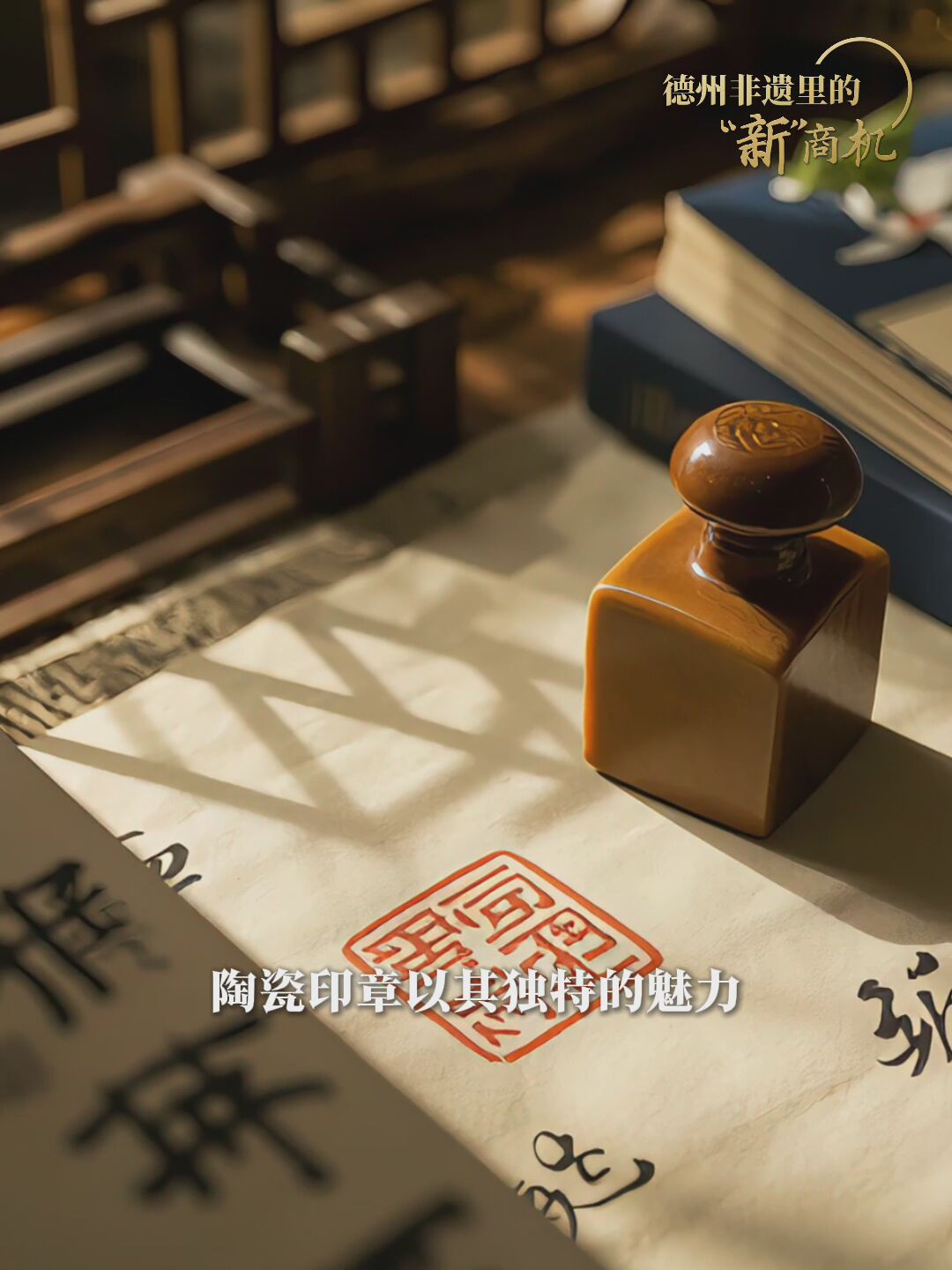 在中国传统艺术的璀璨星空中，陶瓷印章以其独特的魅力闪耀了千年。它不仅是书画的点睛之笔，更是历史与文化的见证。非遗传承人刘欣把篆刻艺术与造型艺术相结合，给这门传统的技艺赋予了新的经济价值。