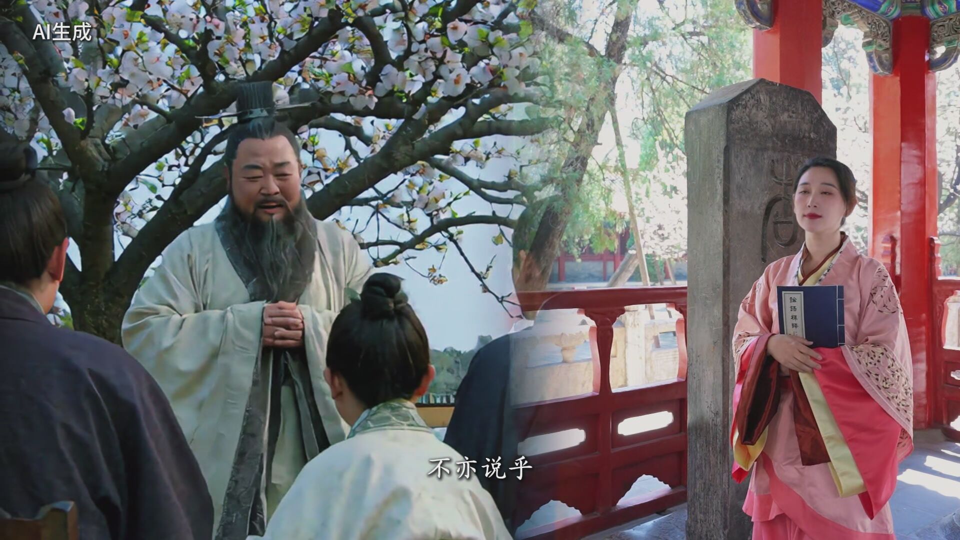 孔庙杏坛，因孔子植杏为坛而得名。“杏花疏影里，吹笛到天明。”春意与文脉，在此交织千年。看，落花入泥，滋养新芽，恰似中华文脉，生生不息。