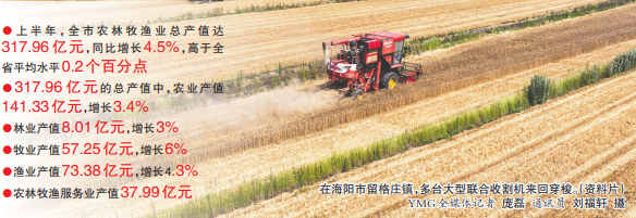 耕海牧田起新歌！上半年全市农林牧渔业总产值达317.96亿元