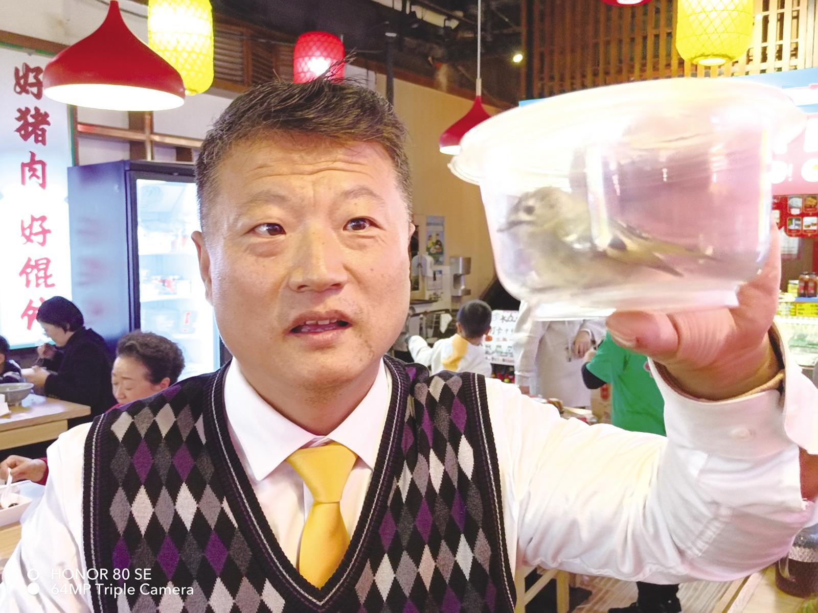 戴菊受伤坠落人行道 市民捡到喂养待放飞