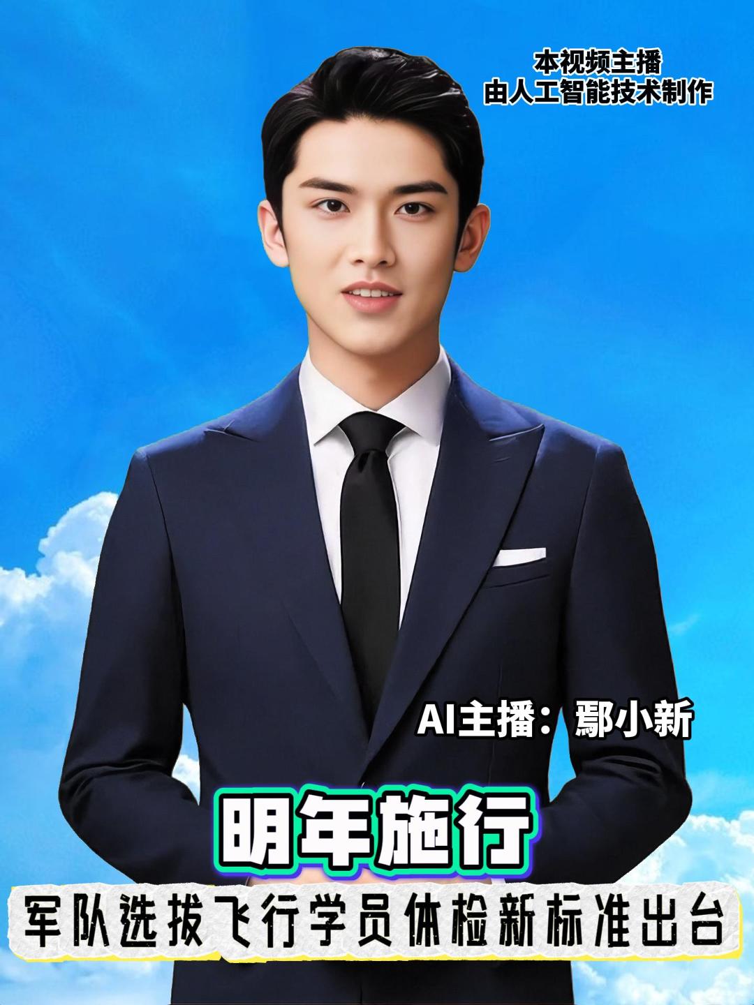 新修订的《军队选拔飞行学员体检标准》近日出台，将于2026年8月1日起施行。新标准综合考虑机型迭代升级、医学技术进步、身心素质变化等因素，增加了24小时动态心电图等检查，适当放宽了对臂长和下肢长的要求。