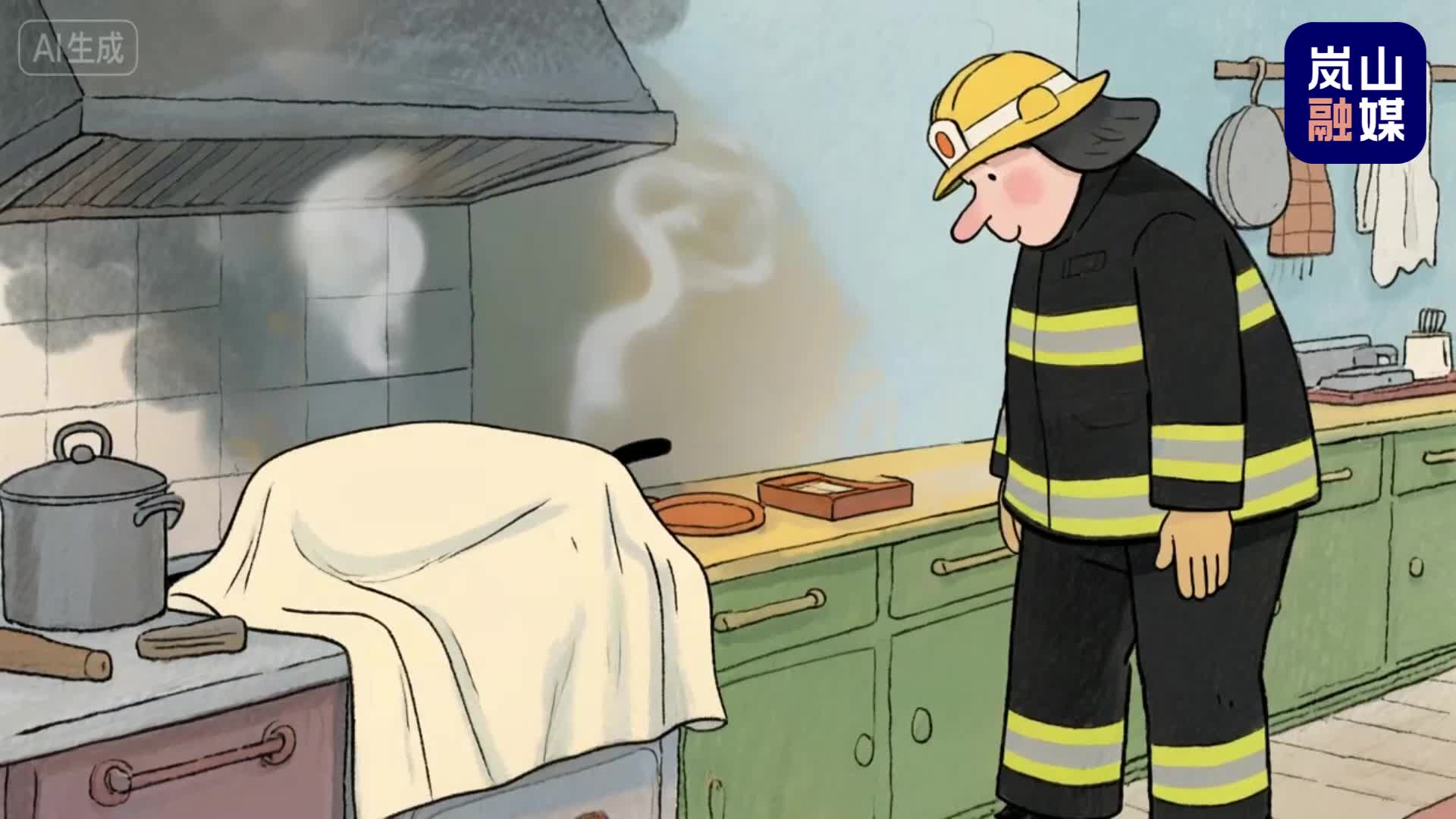 油锅起火不能泼水！牢记消防知识，守护家庭安全。