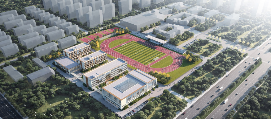 莱山一中二期5栋建筑主体封顶 明年6月底竣工交付