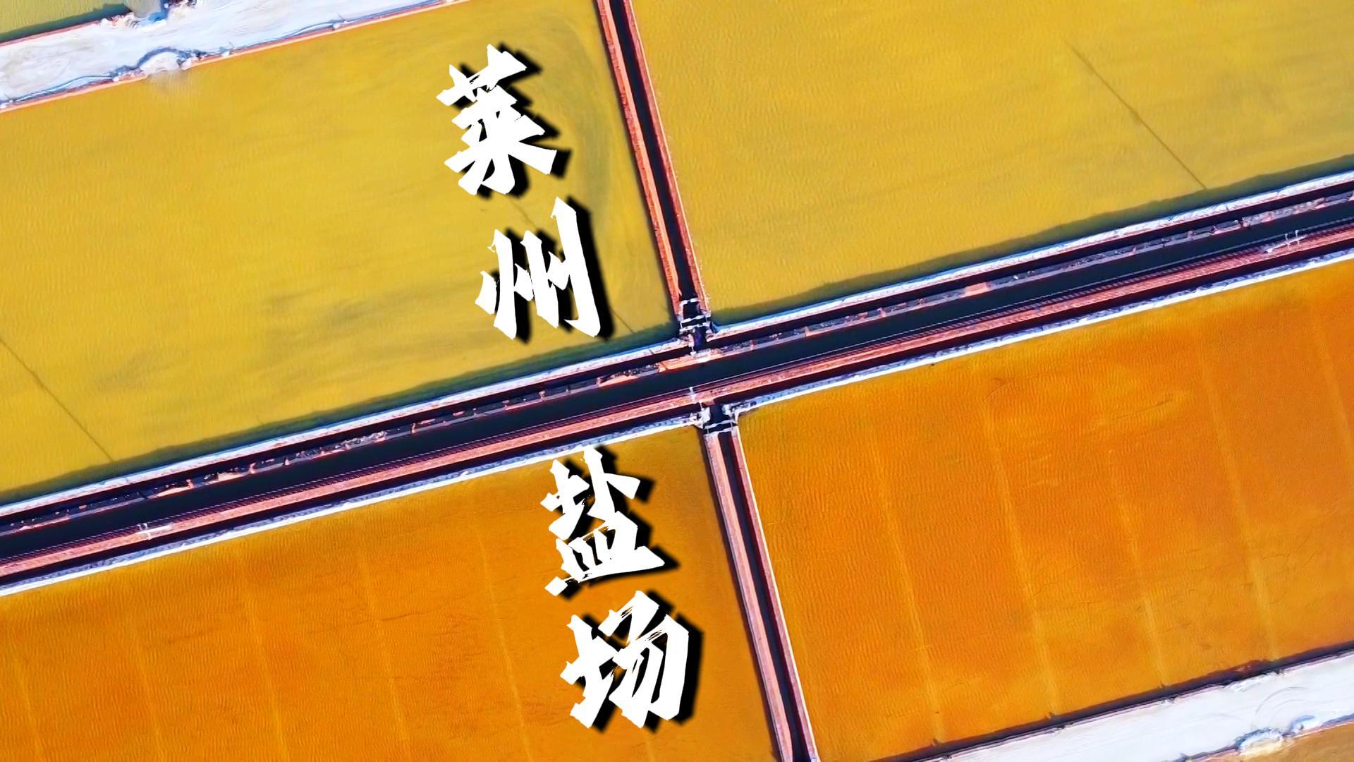 莱州湾畔，60万公亩盐田如巨幅画布铺展，盐山叠翠，池水映天。