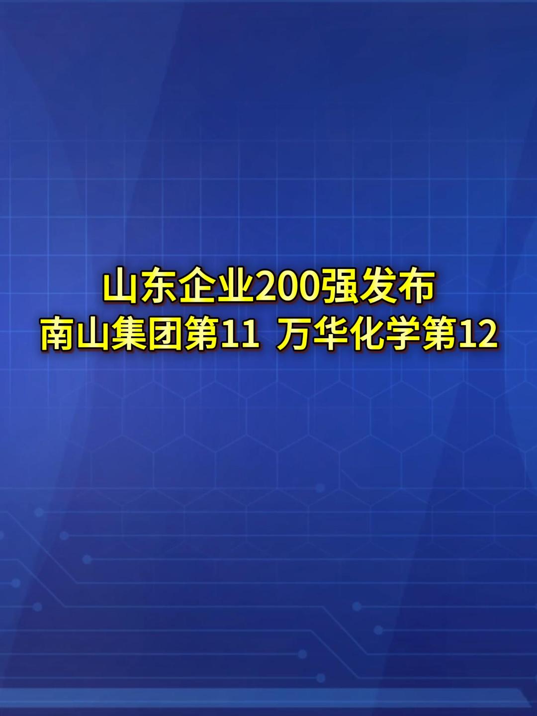 山东企业200强发布！南山集团第11、万华化学第12。近日，山东省企业联合会、山东省企业家协会正式发布2025山东企业200强、工业企业100强和服务业企业50强名单。