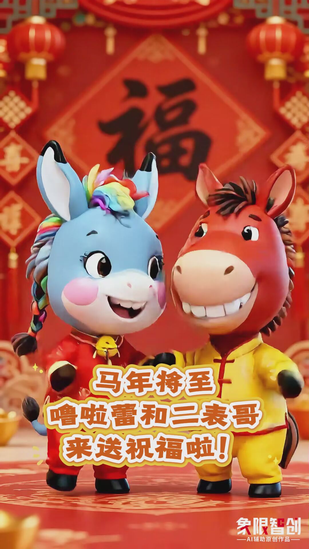 马年将至，噜啦蕾和二表哥来送祝福啦！