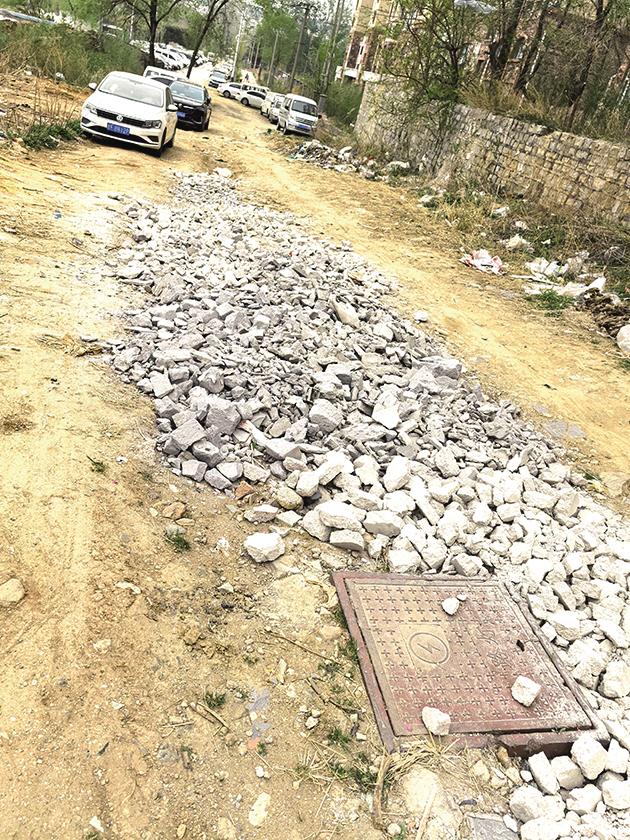 柏林春天小区北侧路上有建筑垃圾