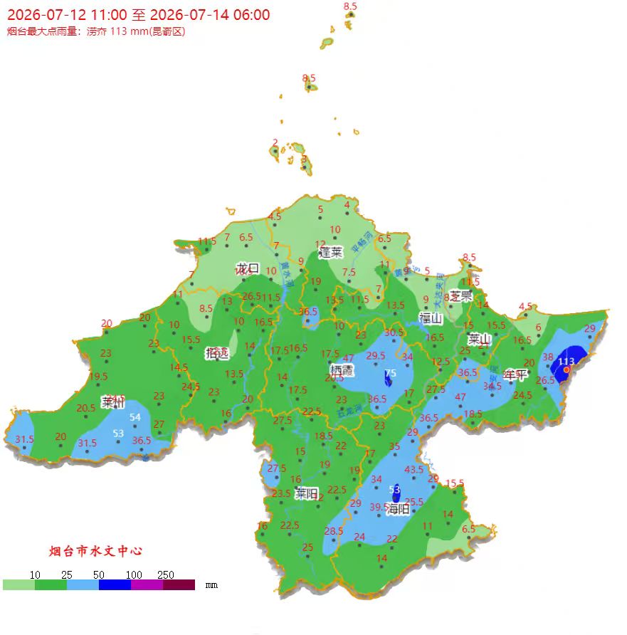 最大降水112.5毫米 截至今晨6时全市降水情况发布