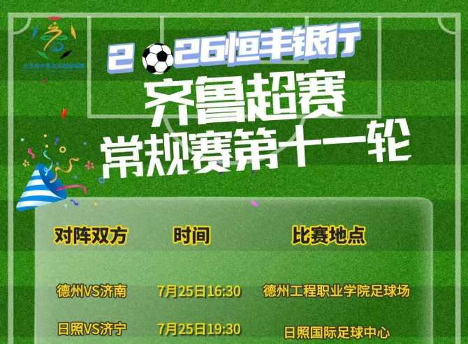 齐鲁超赛第十一轮赛程更新！延期、补赛信息如下